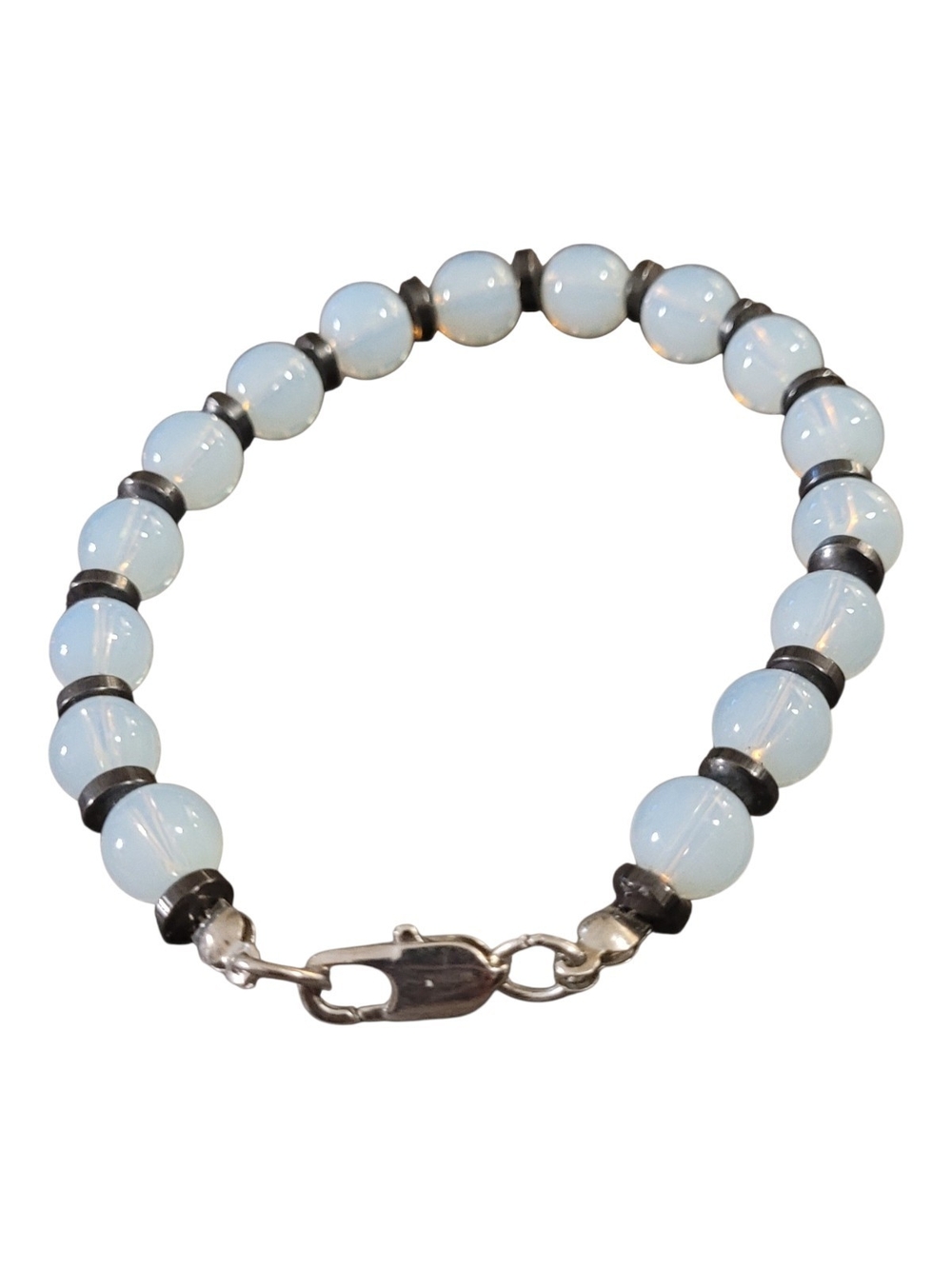 🥳5/$25!🥳 Light Blue Beaded Bracelet with Black Accents